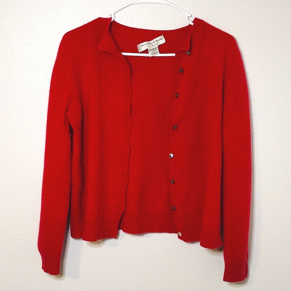 100% Cashmere Red Cardigan Sweater